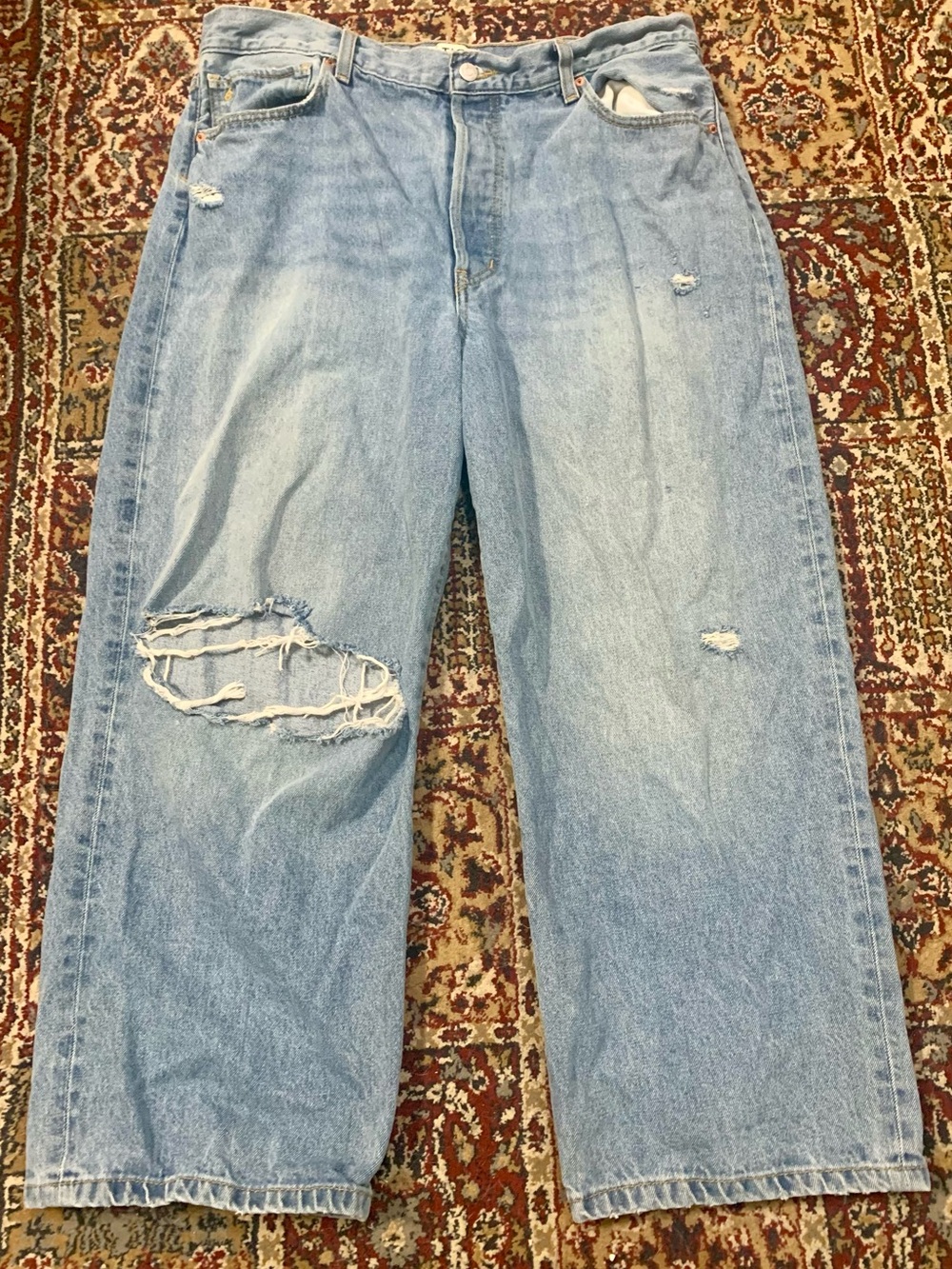ÉTICA Ethically Made Distressed Wide Leg Jeans | Light Wash